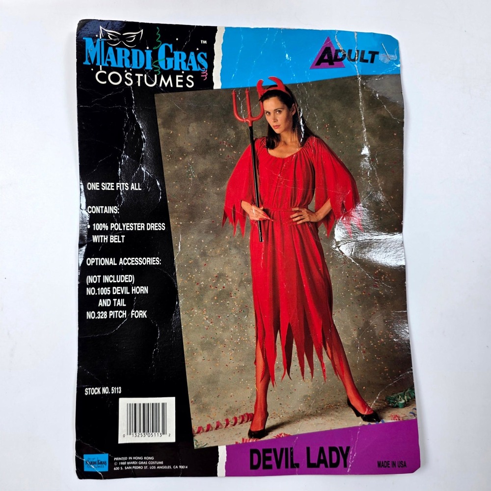 Mardi Gras Costumes Devil Lady Dress One Size Red Fishnet Tights Halloween 5113